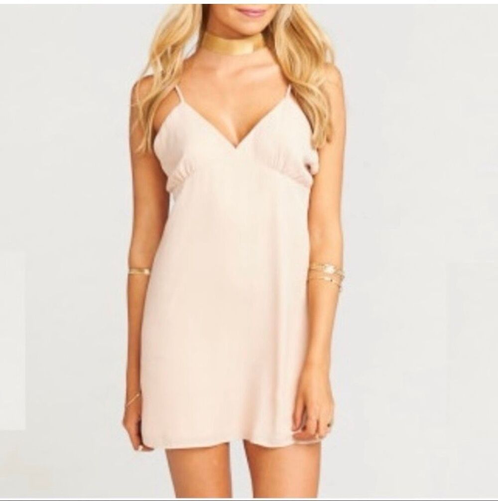 Show Me Your MUMU Ellie Pink Slip Dress Size L V Neck